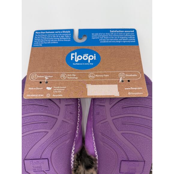 Women's XL 11-12 Purple Furry Floopi Slippers clogs Indoor Outdoor Memory Foam - Picture 7 of 9